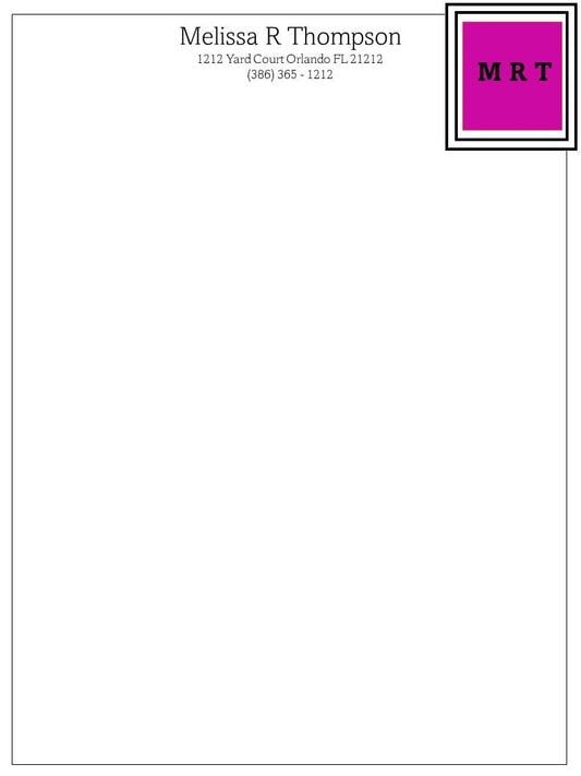 Personalized Letterhead: Make Your Mark with Custom Stationery for Professional Correspondence. Hot Pink Initials Letterhead